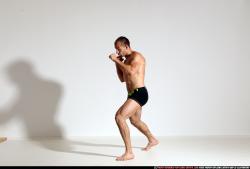Man Adult Athletic White Fist fight Moving poses Underwear