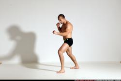 Man Adult Athletic White Kick fight Moving poses Underwear