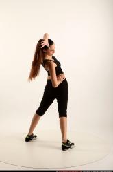 Woman Young Athletic White Moving poses Sportswear Dance