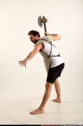 Man Adult Athletic White Fighting with sword Standing poses Army