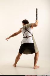 Man Adult Athletic White Fighting with sword Standing poses Army