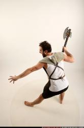 Man Adult Athletic White Fighting with sword Standing poses Army