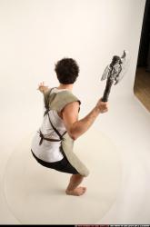 Man Adult Athletic White Fighting with sword Standing poses Army