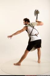 Man Adult Athletic White Fighting with sword Standing poses Army