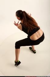 Woman Young Athletic White Moving poses Sportswear Dance