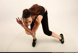 Woman Young Athletic White Moving poses Sportswear Dance