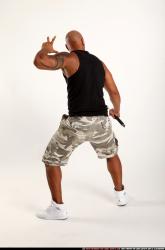 Man Adult Athletic Black Fighting with sword Standing poses Army