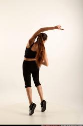 Woman Young Athletic White Moving poses Sportswear Dance