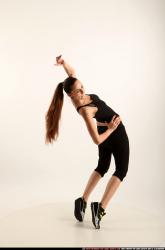 Woman Young Athletic White Moving poses Sportswear Dance