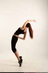 Woman Young Athletic White Moving poses Sportswear Dance