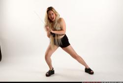 Woman Young Average Fighting with sword Standing poses Casual Asian