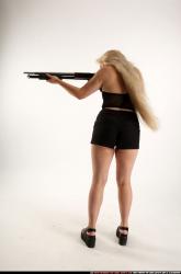 Woman Young Average Standing poses Casual Asian Fighting with shotgun