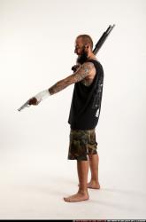 Man Adult Athletic White Fighting with gun Standing poses Army