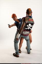 Man & Woman Adult Athletic White Fighting with gun Moving poses Casual