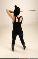 Woman Adult Athletic White Fighting with sword Standing poses Casual