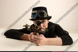 claudia-steampunk-laying-aiming-crossbow-pistol