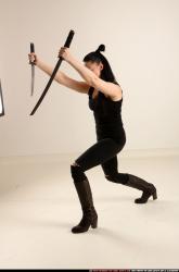 Woman Adult Athletic White Fighting with sword Standing poses Casual