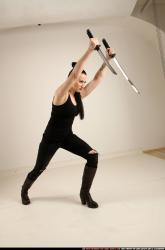 Woman Adult Athletic White Fighting with sword Standing poses Casual