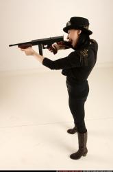 Woman Adult Athletic White Fighting with submachine gun Standing poses Casual