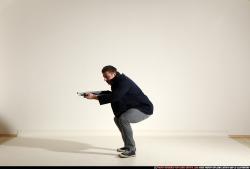 Man Adult Muscular White Moving poses Casual Fighting with shotgun