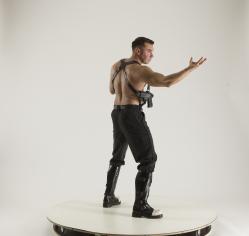 Man Adult Muscular White Fighting without gun Standing poses Pants