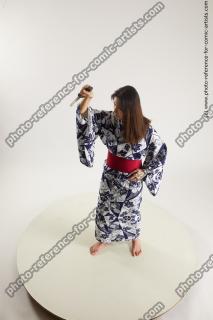 japanese woman in kimono with dagger saori 04a