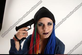 Dolores Sitting Pistol Pose